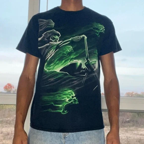 Vintage Y2K Style Grim Reaper Biker Tee - Picture 3 of 7